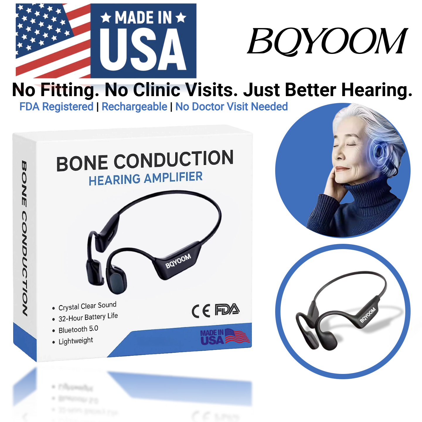 Bqyoom X1 — Smart Open-Ear Bone Conduction Hearing Headset